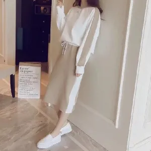 White & Khaki Skirts Set