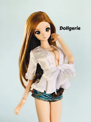 White Plunge Pleated Peplum Blouse