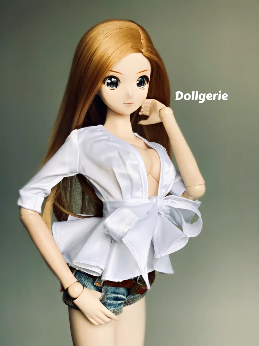 White Plunge Pleated Peplum Blouse