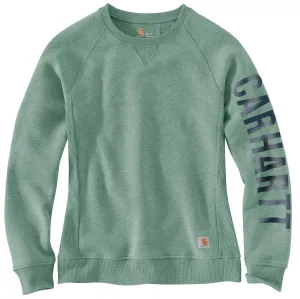 Women's Relaxed Fit Midweight Crewneck Block Logo Sleeve Graphic Sweatshirt