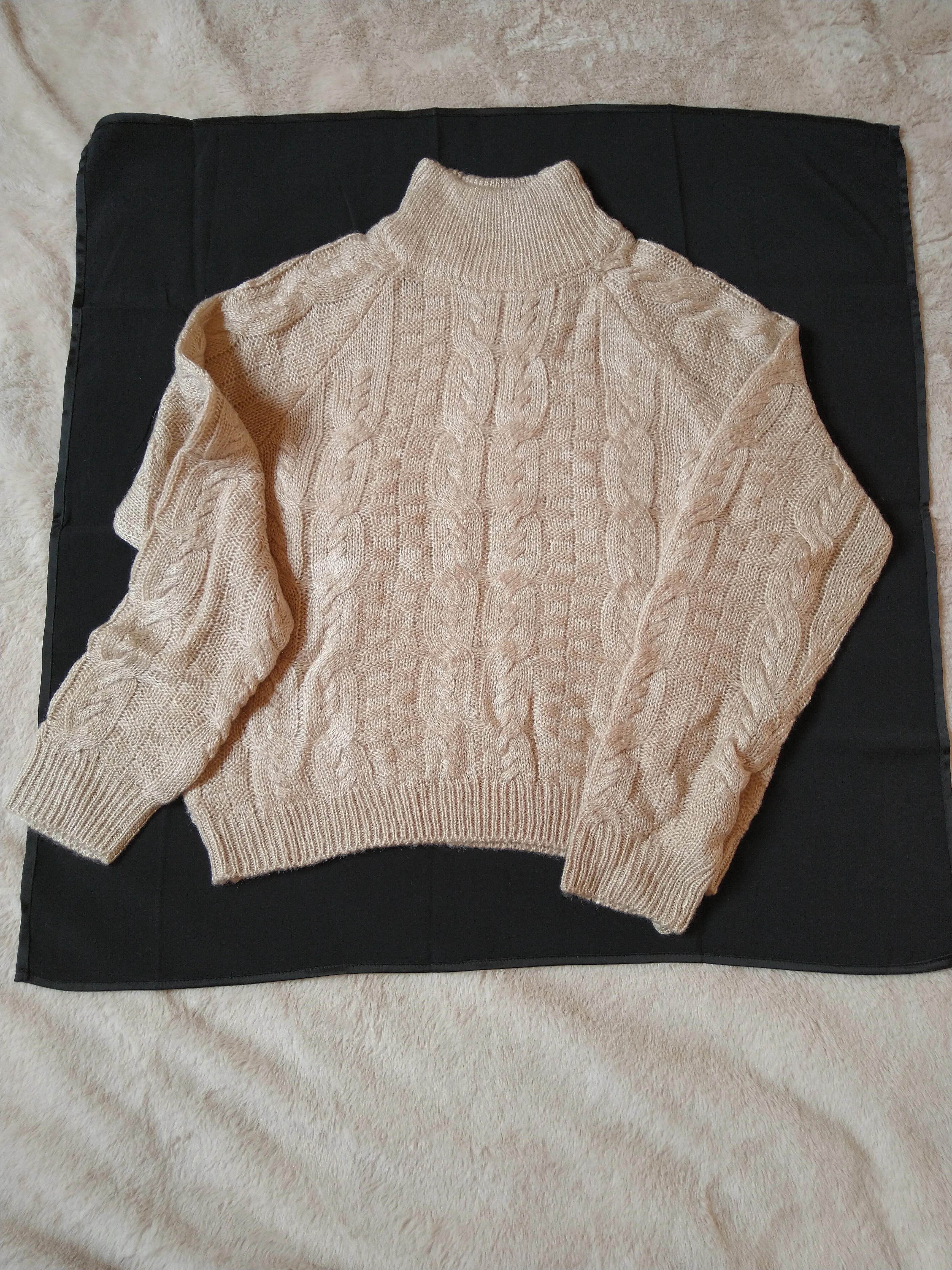 women's sweaters tan braided heavy sweater