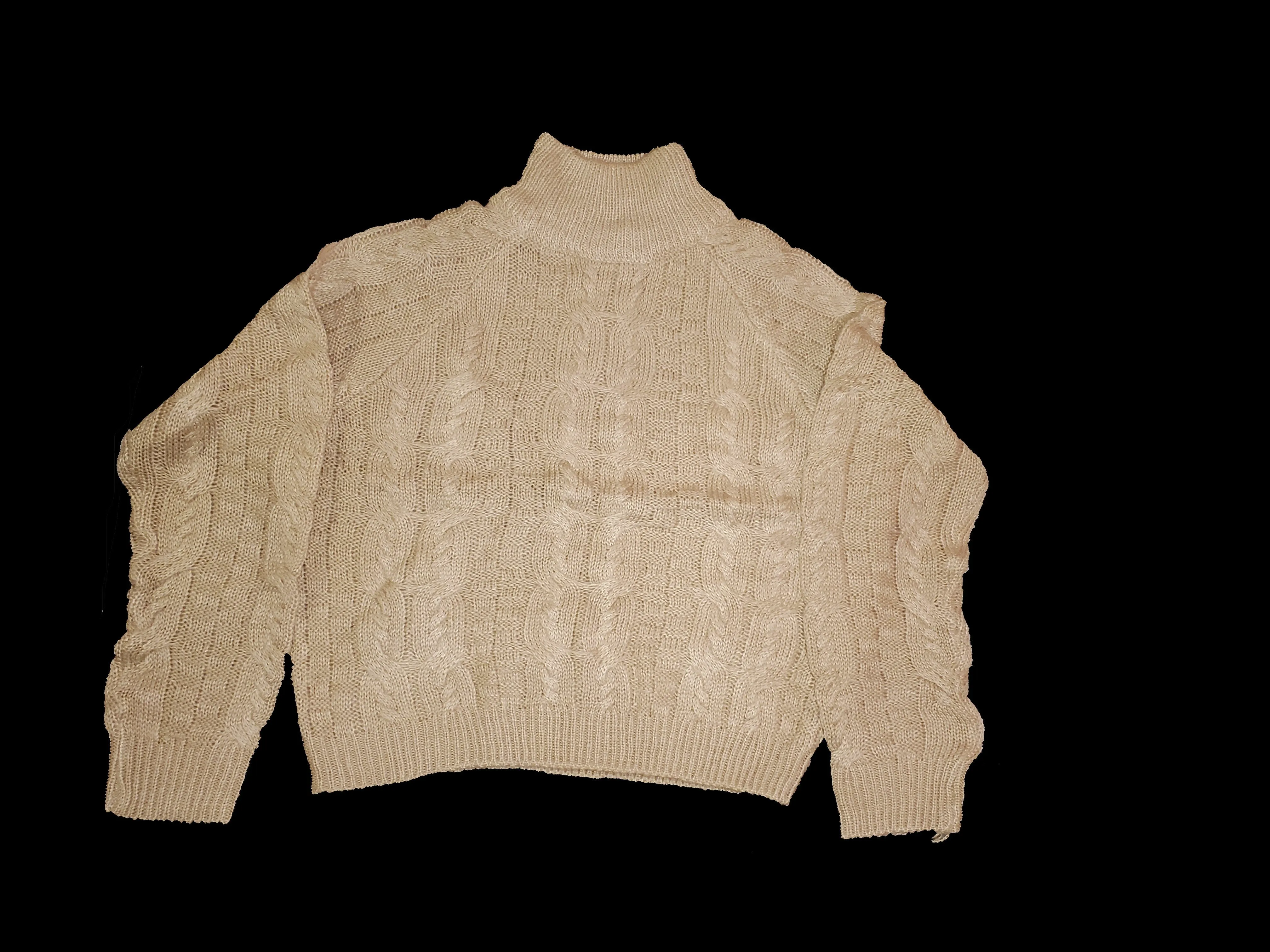women's sweaters tan braided heavy sweater