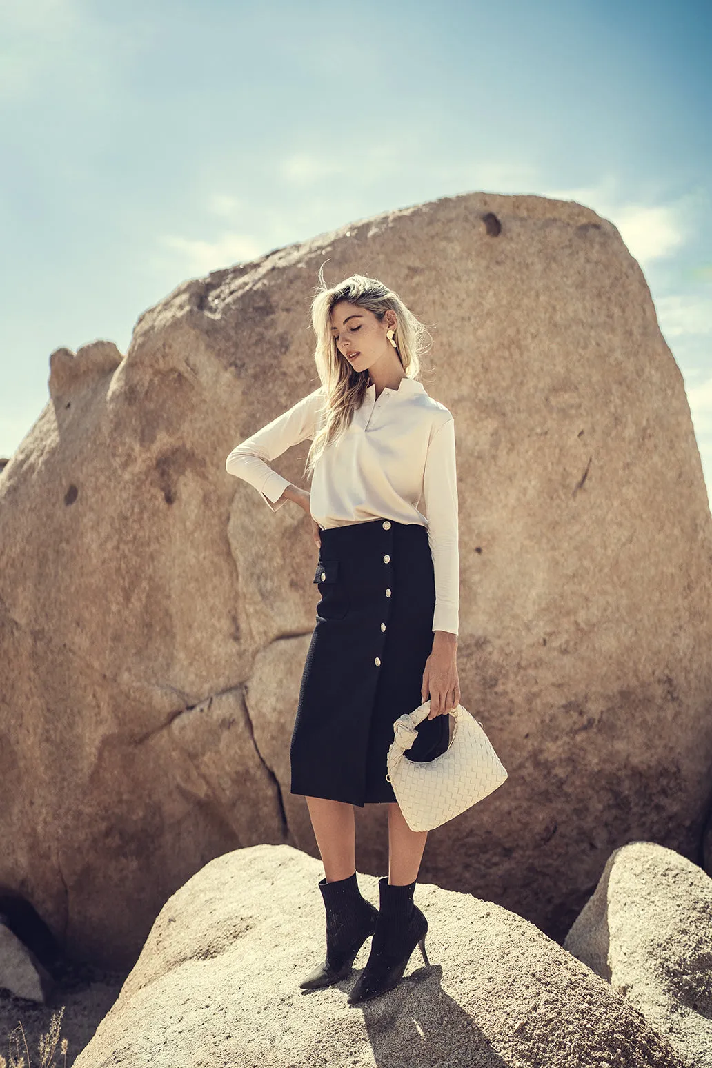 WOOL BUTTON SKIRT