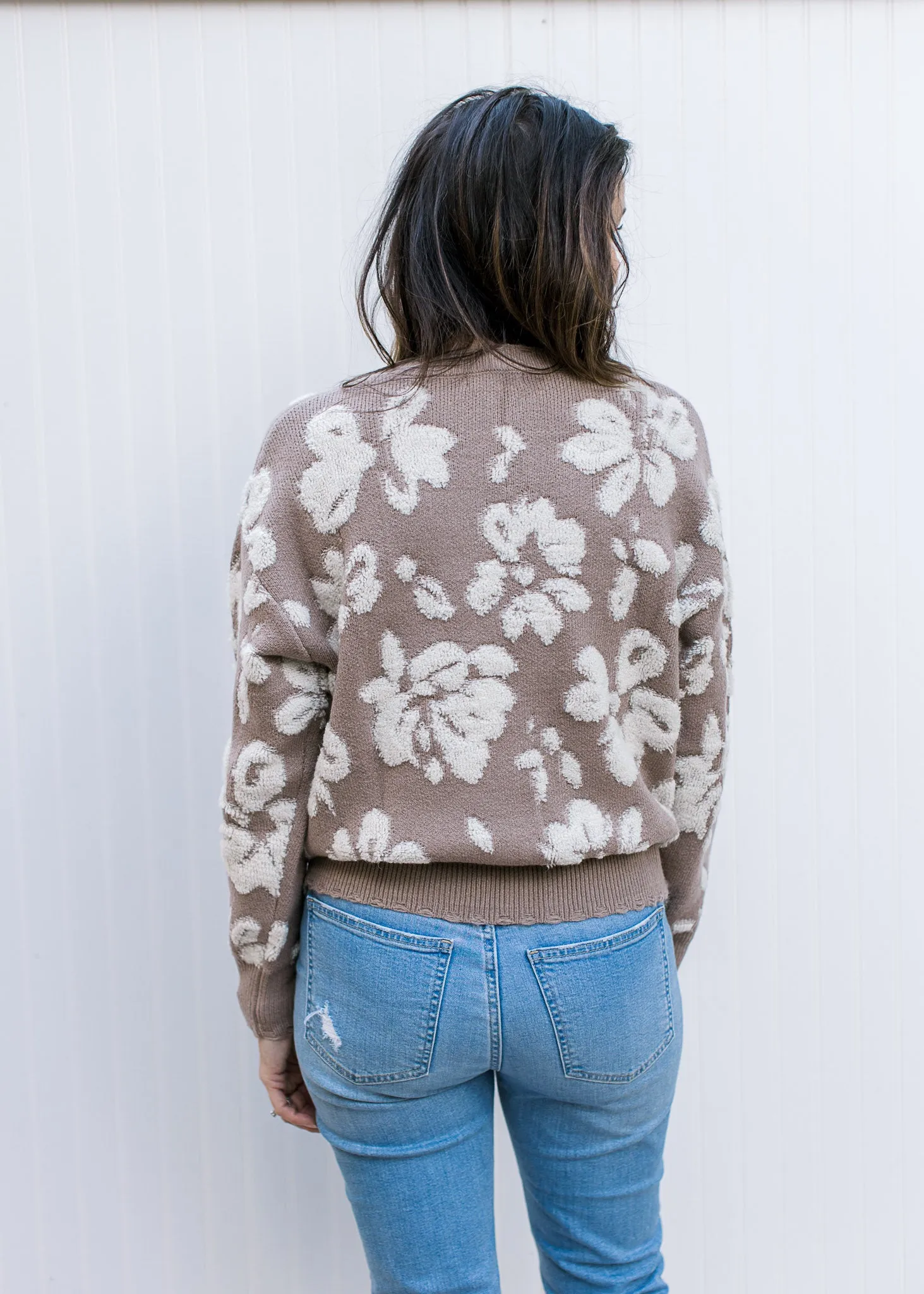 XZ Taupe Rose Bud Sweater