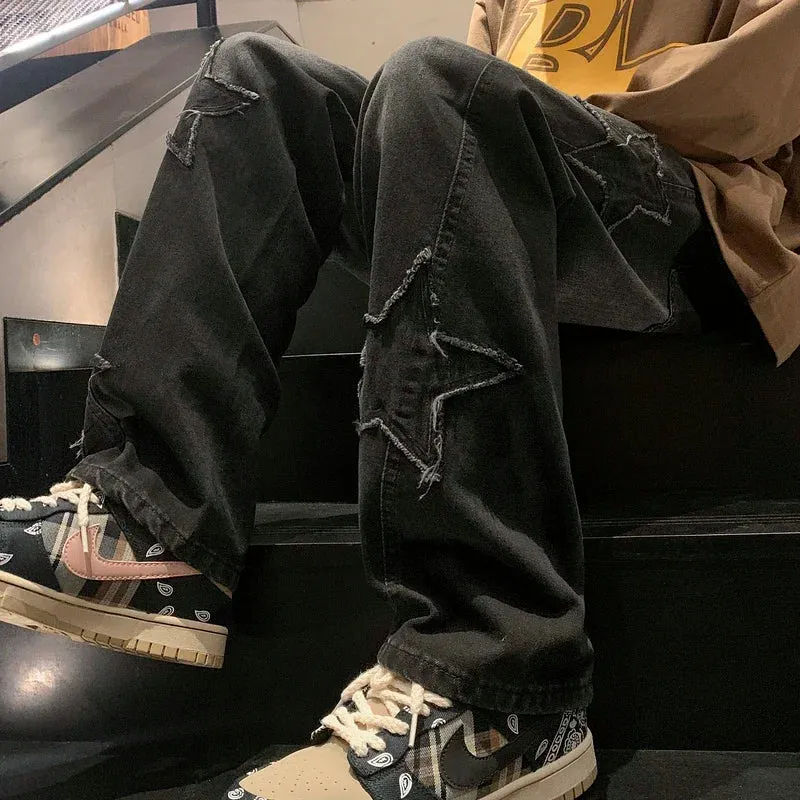 Y2K Star Patch Straight Leg Jeans