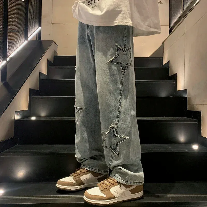 Y2K Star Patch Straight Leg Jeans