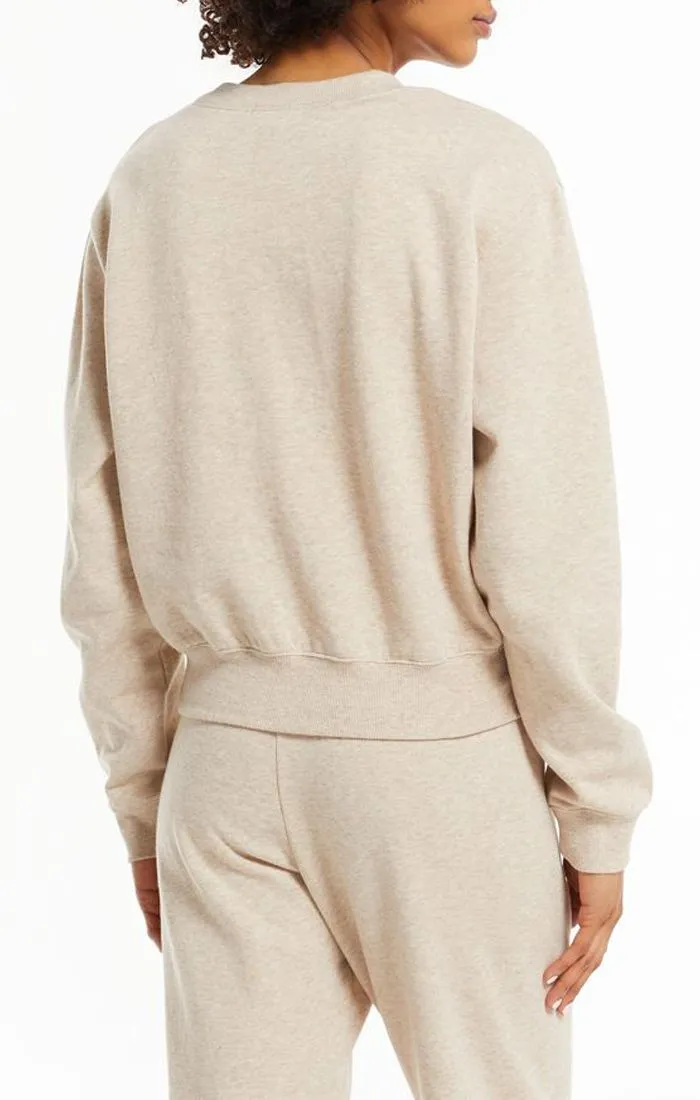 Z Supply Classic Crew Sweatshirt in Heather Latte ZT213285
