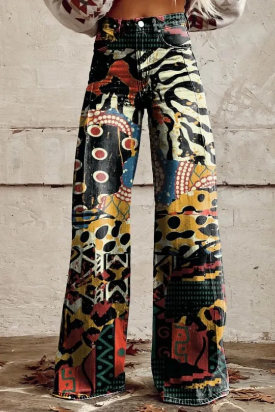 Zoë | Abstract Wide Leg Jeans | Expressive Patterns | Premium Denim