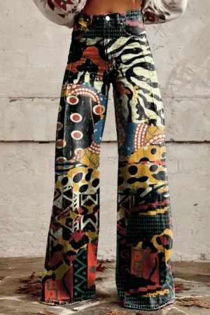Zoë | Abstract Wide Leg Jeans | Expressive Patterns | Premium Denim